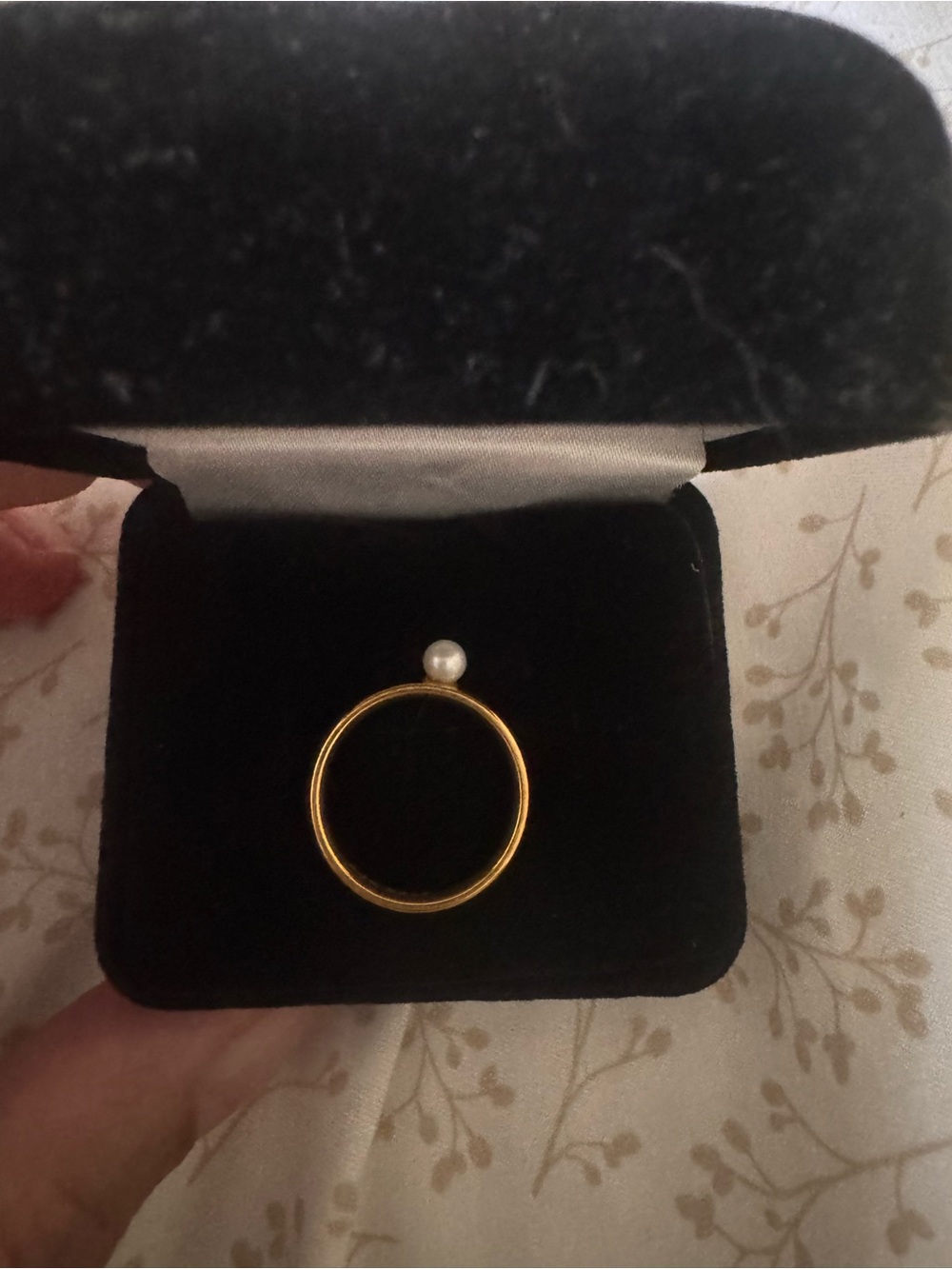 Gold Pearl Stackable Ring - Picture 6 of 7